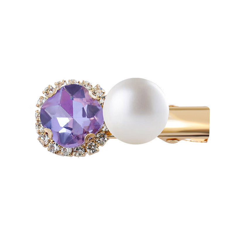 Wholesale Purple Rhinestone Pearl Hair Clips